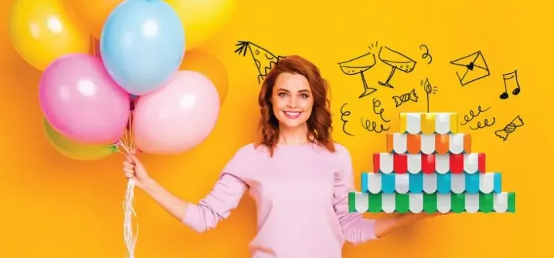 A happy lady with her sugarwish gifts.