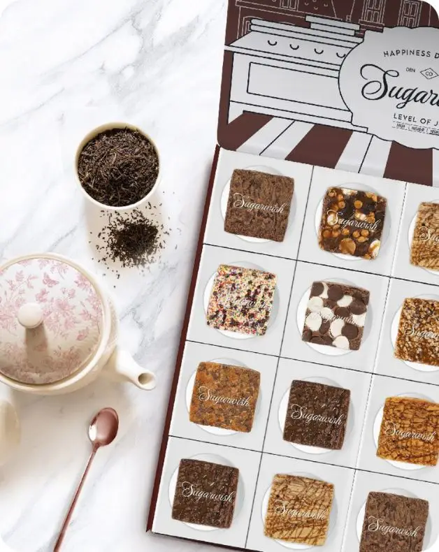 Freshly baked brownies selection display
