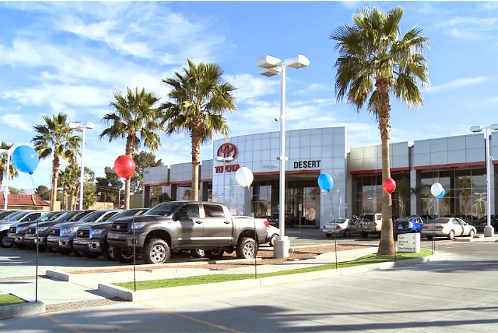 Desert Toyota of Tucson dealership showroom with new vehicles on display