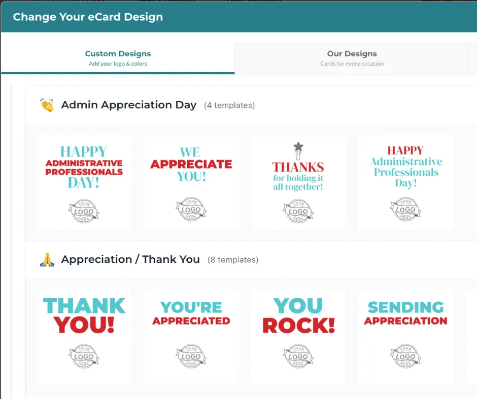 Custom branded digital Sugarwish gift experience showing branded email and eCard