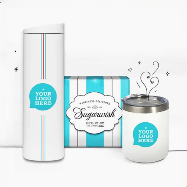 Illustration of a branded gift box with question marks