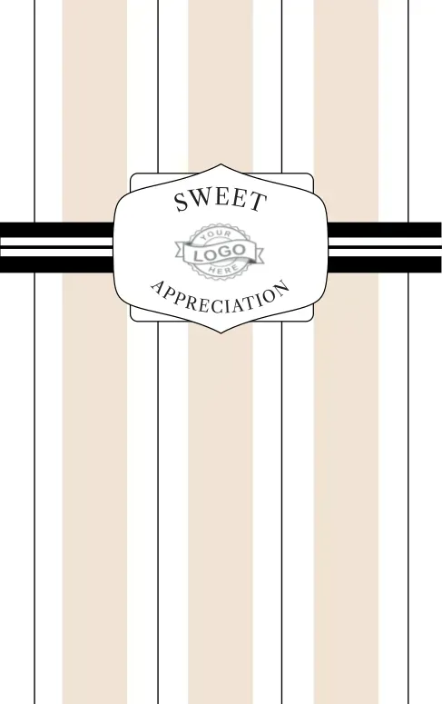 Appreciation sleeve template — beige and white vertical stripes with Sweet Appreciation badge