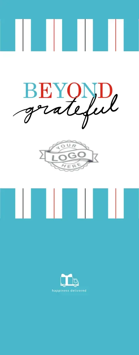 Beyond Grateful sleeve template — teal background with bold Beyond Grateful script