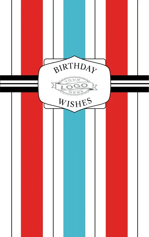 Birthday Wishes sleeve template — red and teal stripes with Birthday Wishes badge