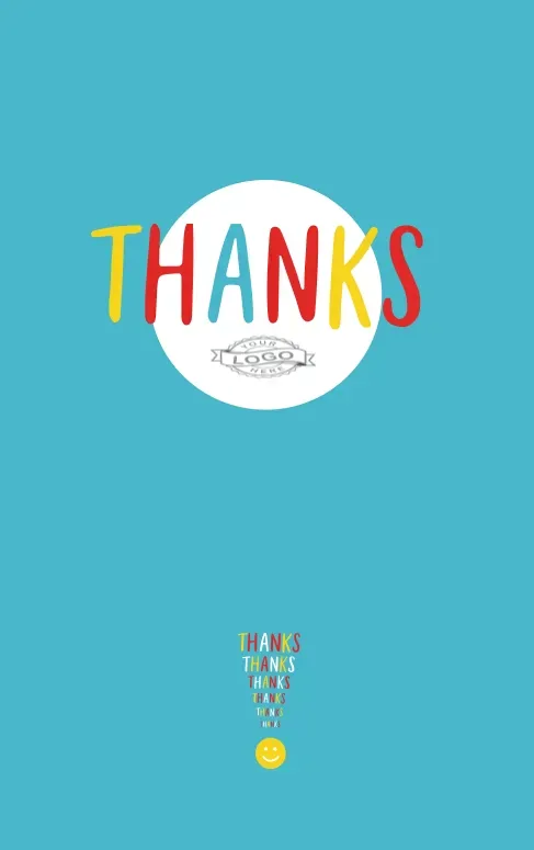 Thanks sleeve template — solid teal with colorful Thanks lettering