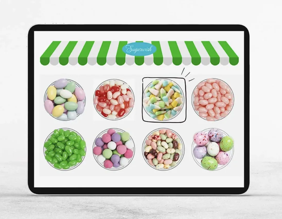 Gift recipient choosing their favorite treats