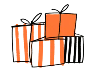 Hand-drawn illustration of choosing a Halloween Sugarwish gift