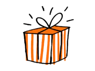 Hand-drawn illustration of a Sugarwish Halloween gift box being delivered