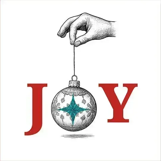 JOY holiday ornament ecard