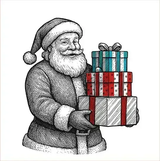 Santa with gifts holiday ecard