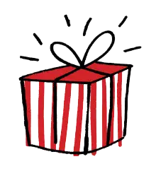 Hand-drawn illustration of a wrapped Sugarwish gift box