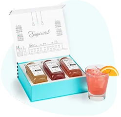 Cocktail mixers gift box with assorted drink mixes