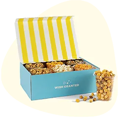 Gourmet popcorn gift box with assorted flavors