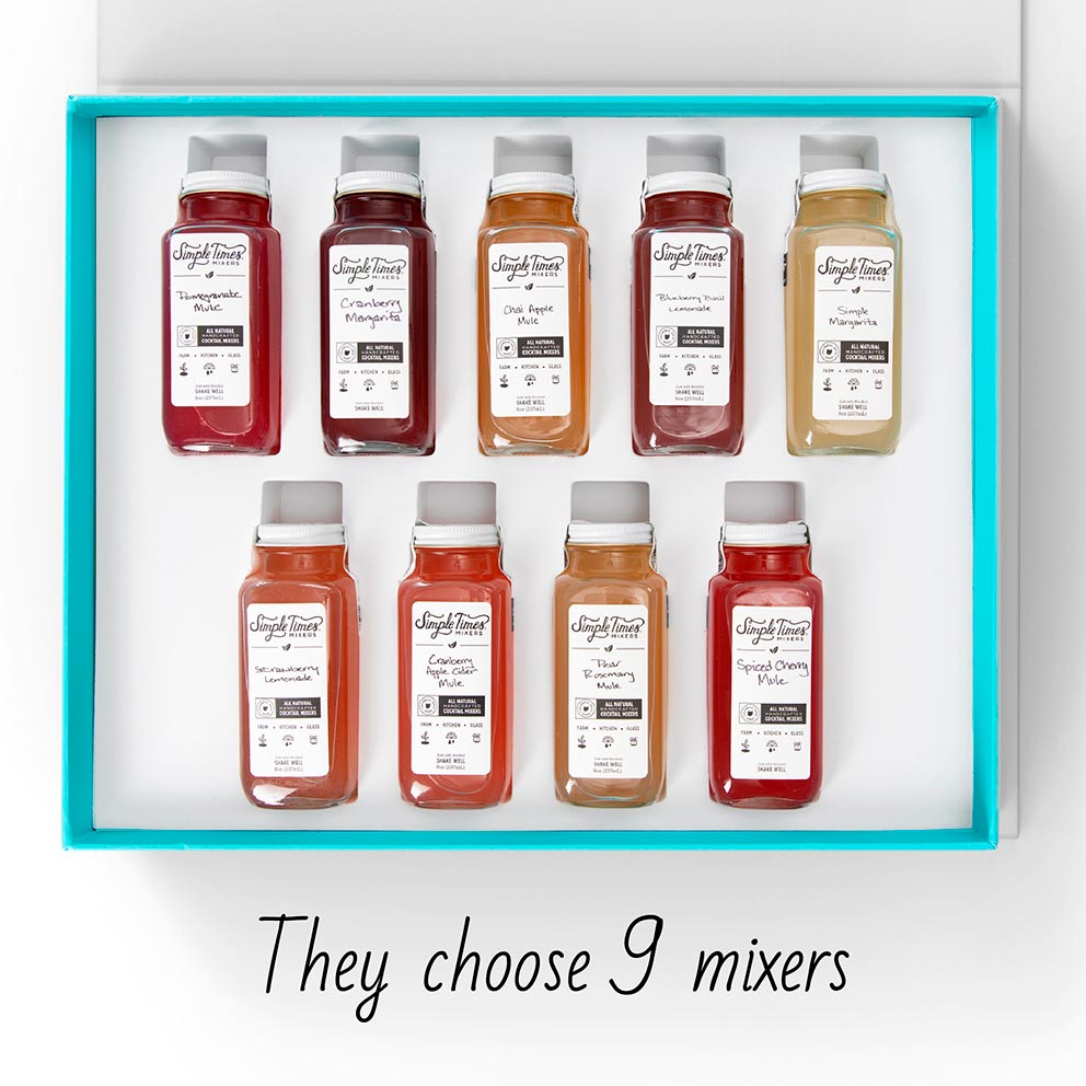 Sugarwish Cocktail Mixers gift sizes