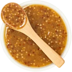 mustard in a bowl with a spoon image
