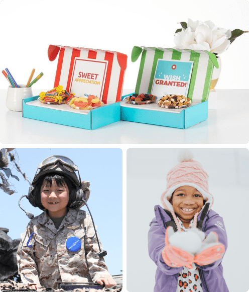 kids smile with candy gifts